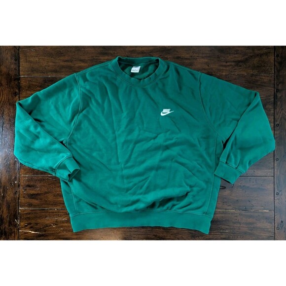 Nike Club Fleece Crewneck Sweatshirt Men's XL Green Embroidered Swoosh BV2662-36 - Picture 1 of 10